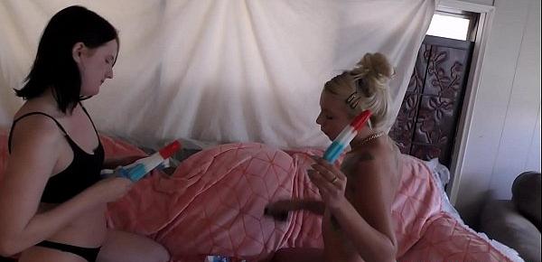  Chanel Grey And Raven Showing How They Would Suck Your Cock With Huge Popsicles